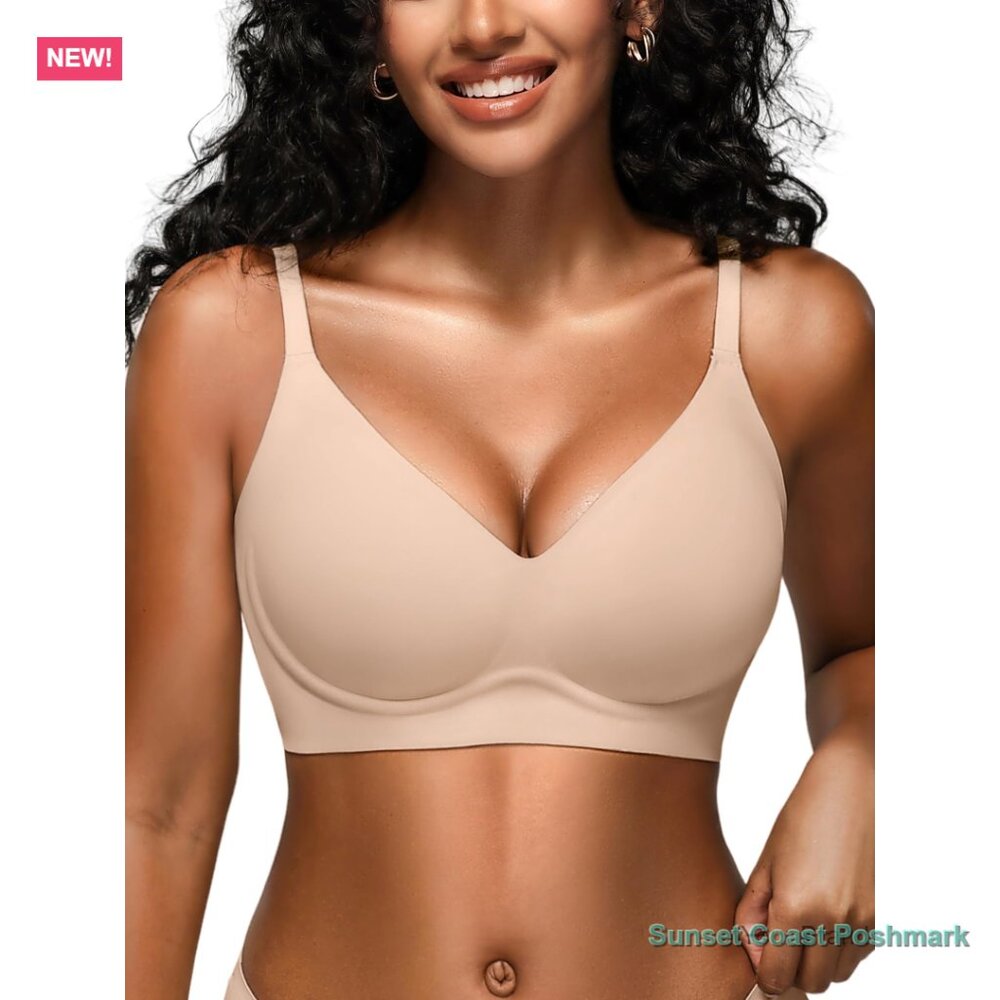 Seamless Wireless Padded Bralette with Jelly Support, U-Back Design